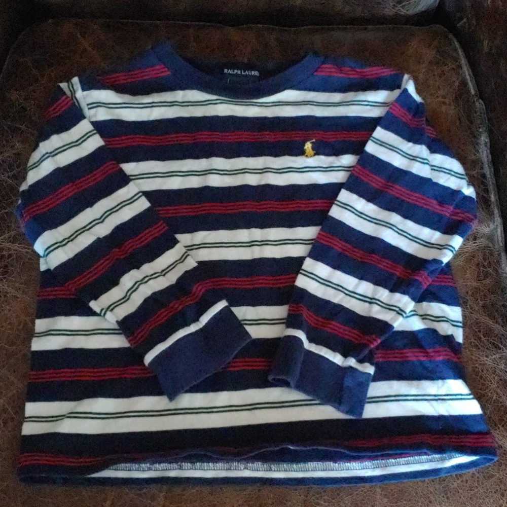 Ralph Lauren Blue/Red/White Striped Long-sleeve